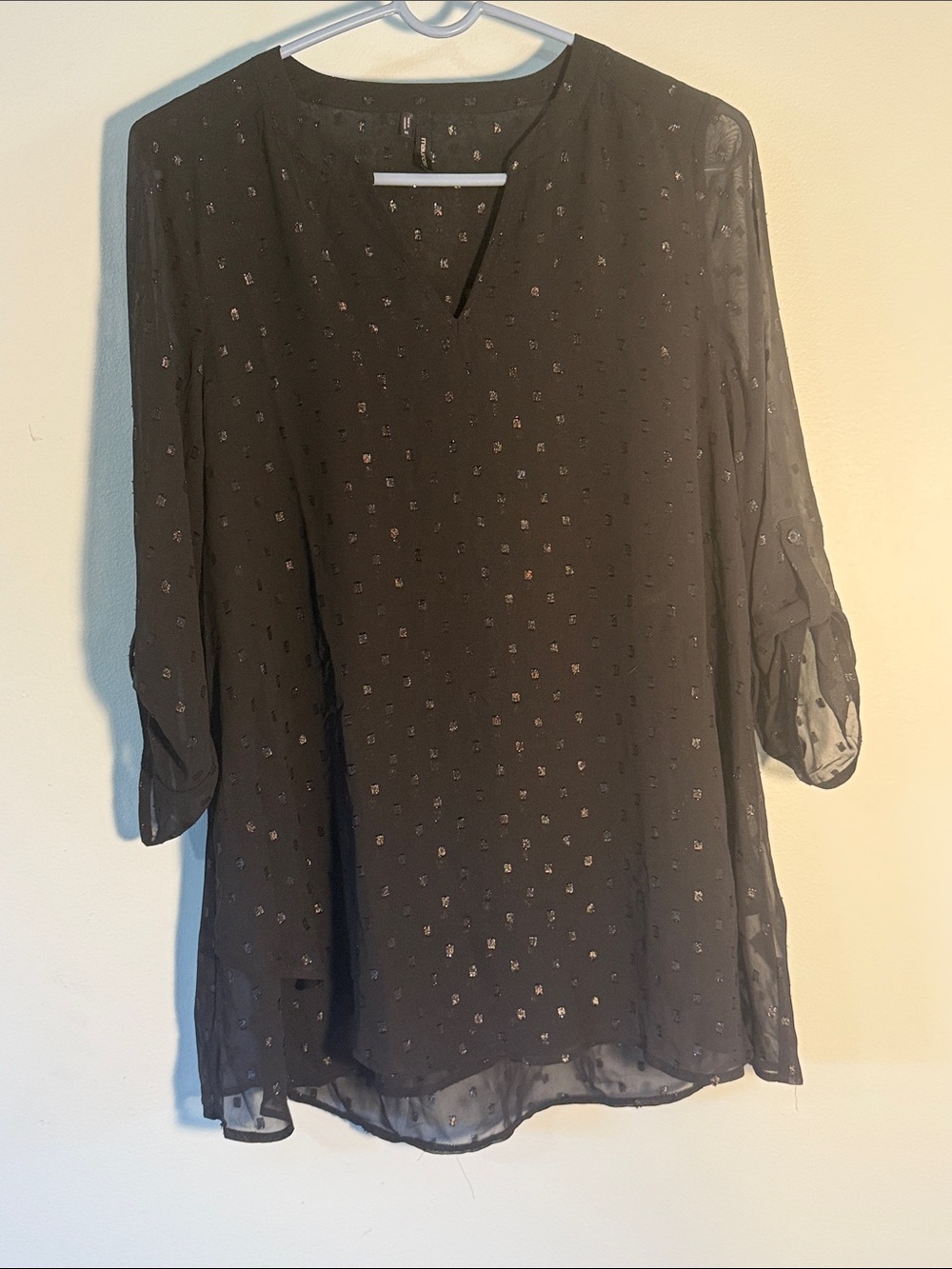 Maurices Black Sheer Tunic with Metallic Dot Detail
